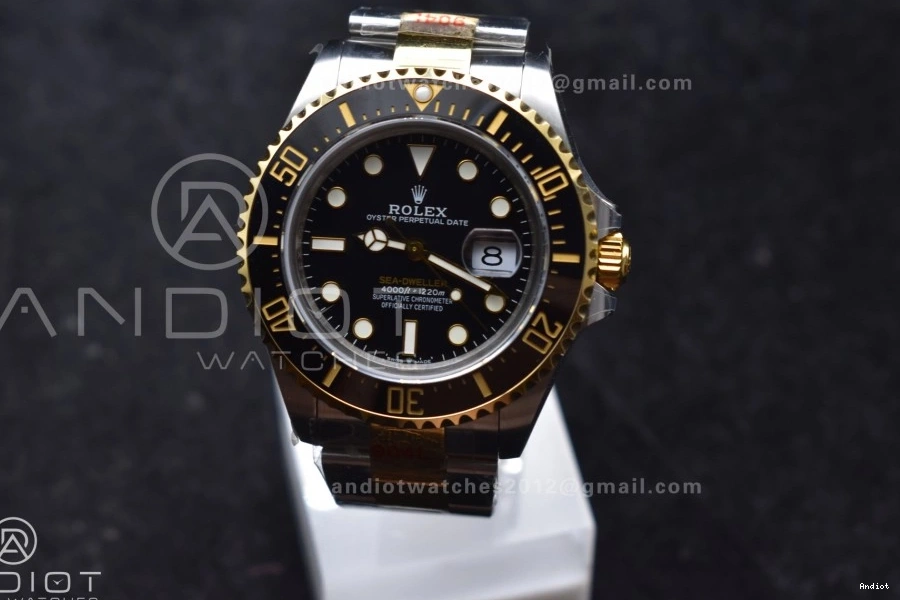 on Unisex Dial Black A2824 V Best GMF Edition Two Tone SS Sea-Dweller Bracelet 1061 YG 126603 YG SS 0729